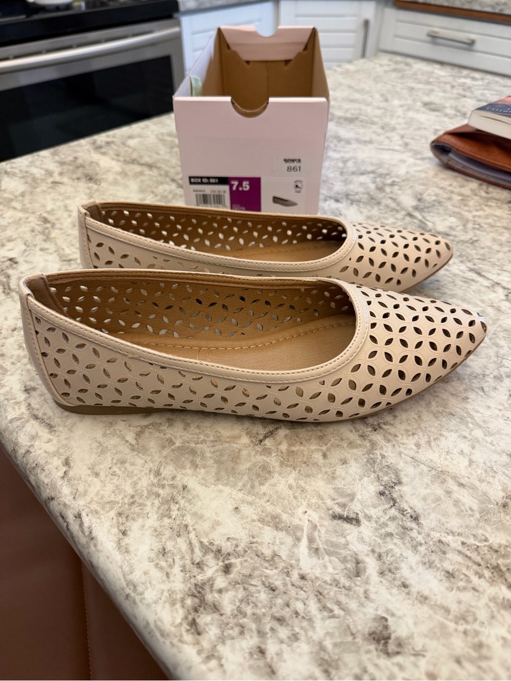 LC Lauren Conrad Nude Laser-Cut Pointed Ballet Flats